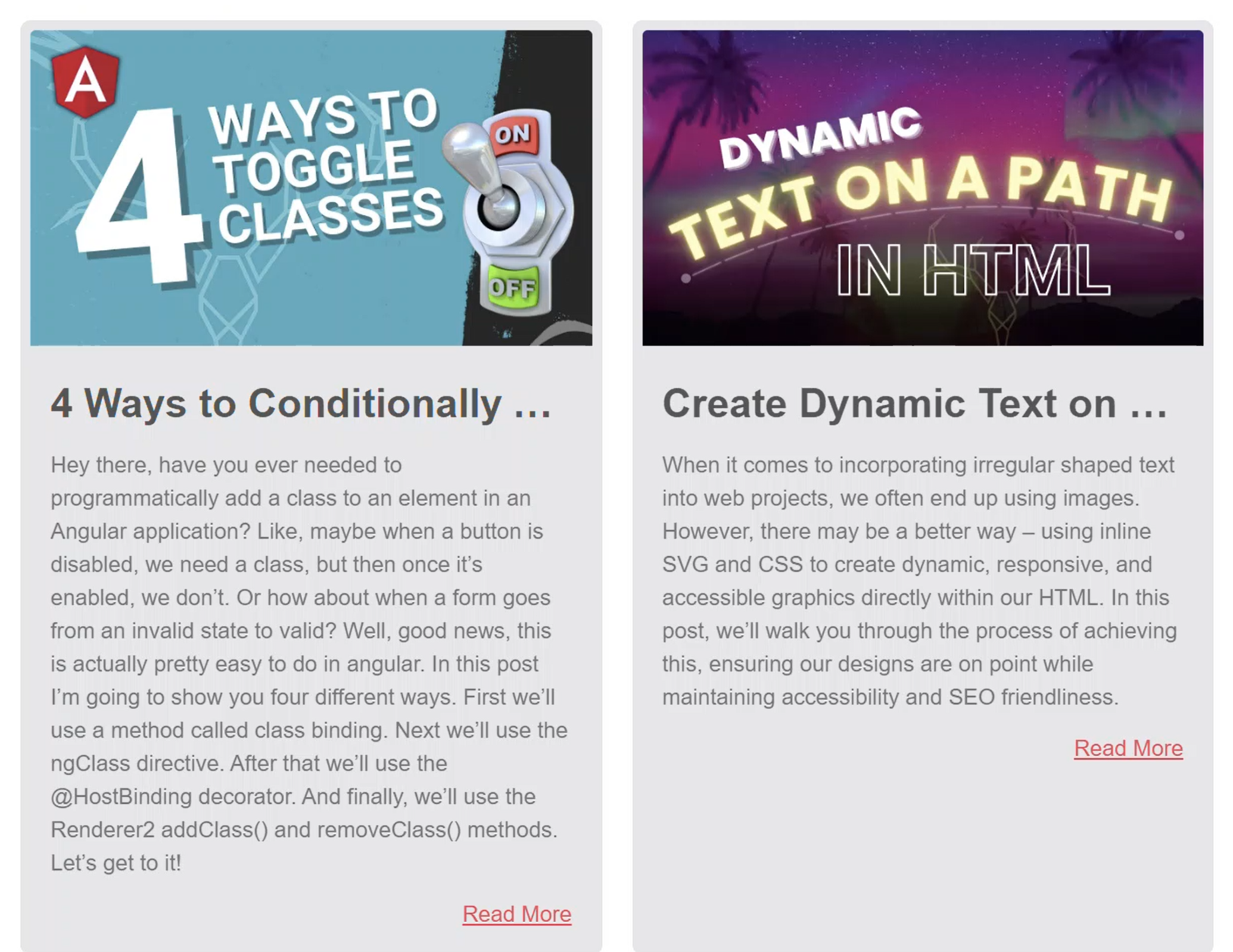 An example of blog list layout with post excerpts of varying length