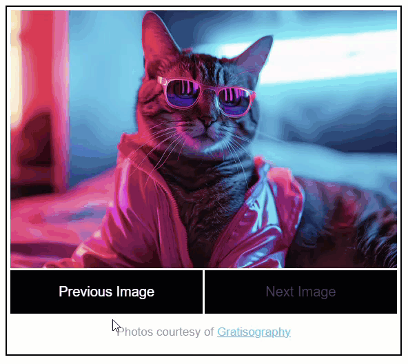 Example of an image gallery animating both single direction after adding configurable Angular animation params