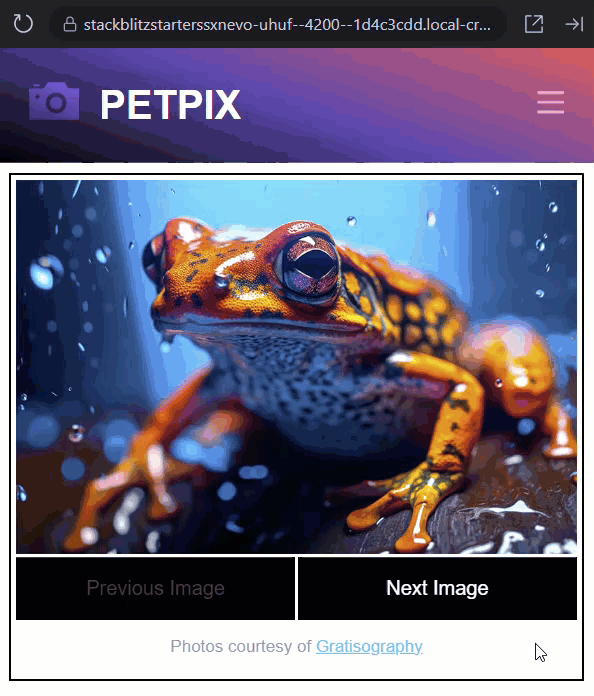 Example of an image gallery with sliding animation