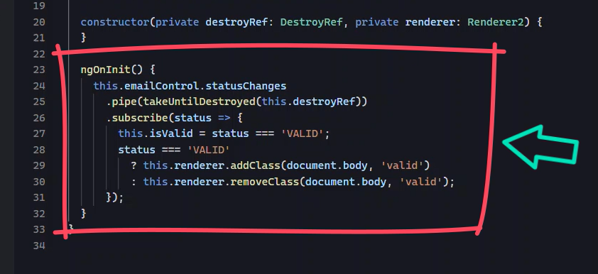 Example of several styles changing within a reactive form control value change observable subscription