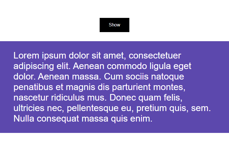 Example of a paragraph of text before adding a toggle button concept