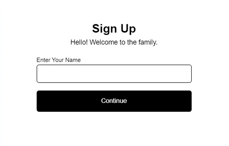 Example of a basic sign-up form