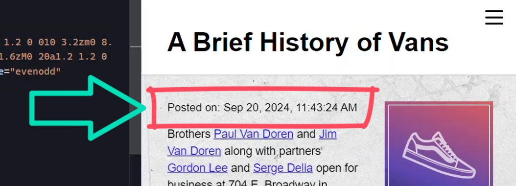 Example of a date formatted with the Angular Date Pipe and a format value of medium