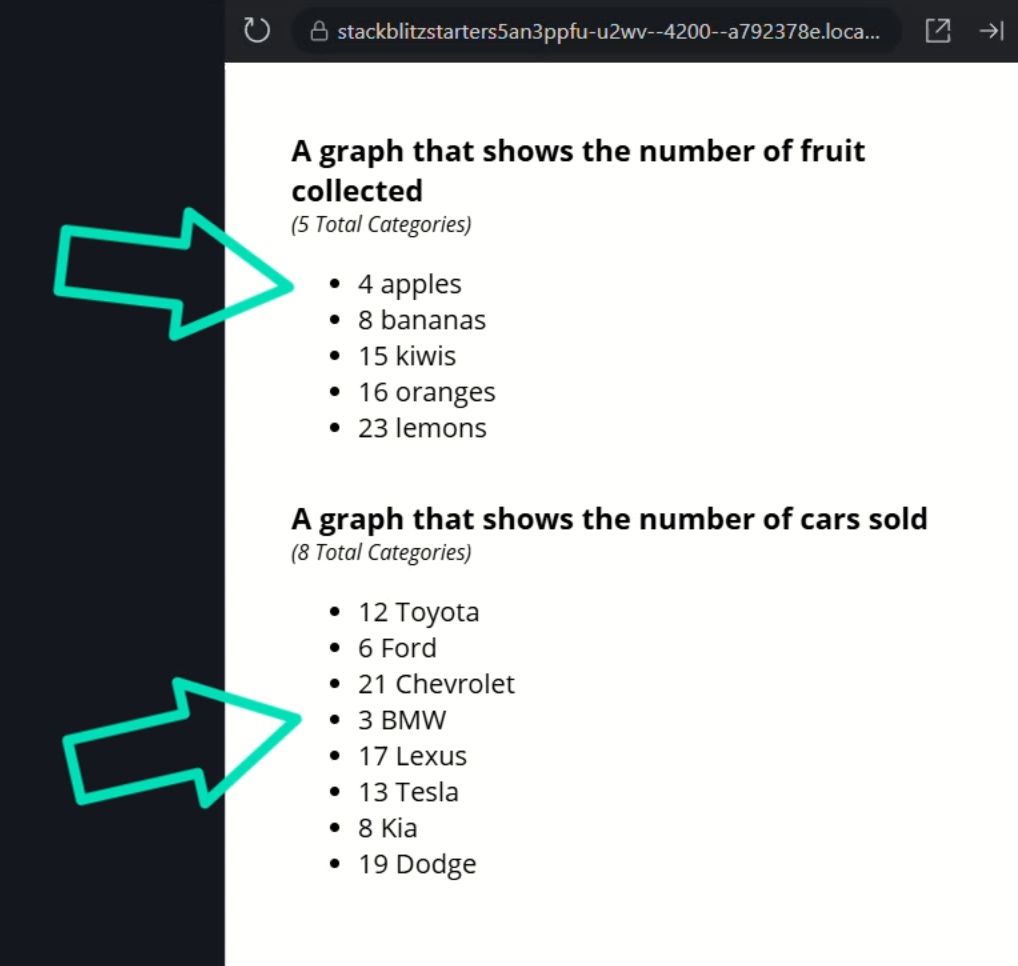 Example of a simple application with two lists of data