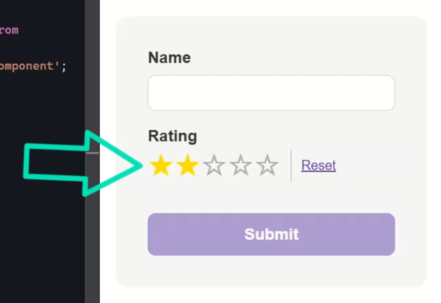 Example of the control's initial value properly reflected in the custom star rating control