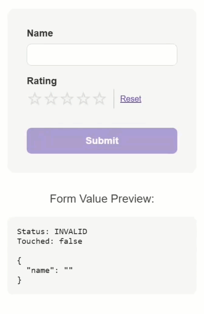Example of the control's disabled state properly reflected in the custom star rating control