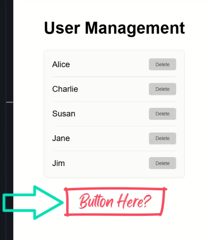 Mock up pointing out where we'd like to add a save button for the user manangment list