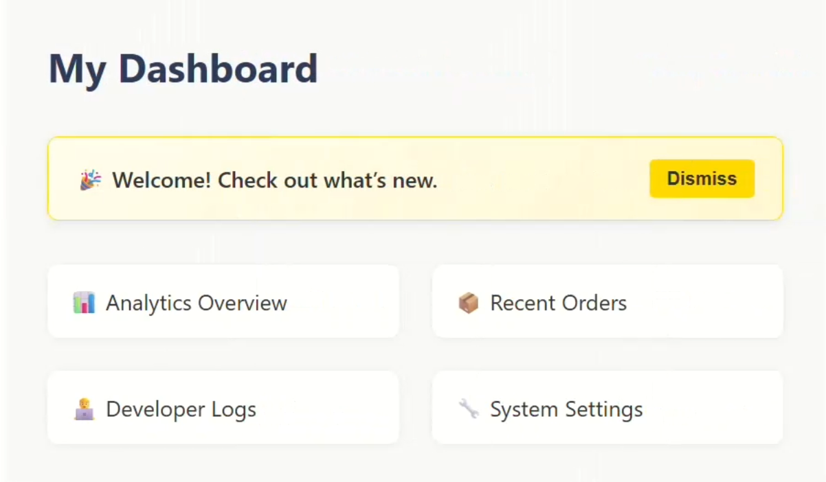 Screenshot of a basic dashboard app built with Angular