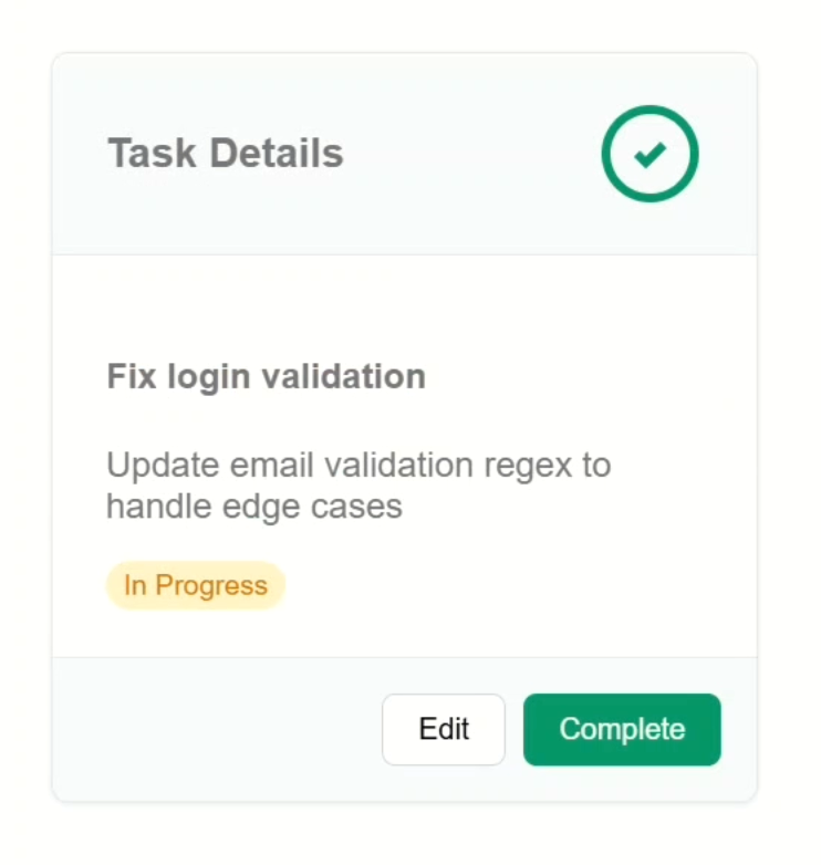 The card component with the header and the wrapping markup for the navigation slot