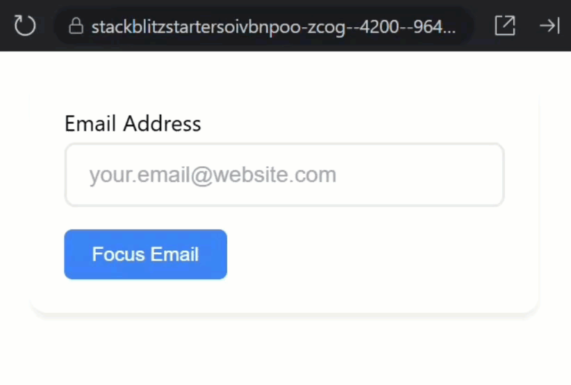 Showing the full functionality of the Angular form