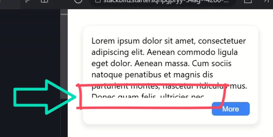 The toggle height component with the content cut off abruptly