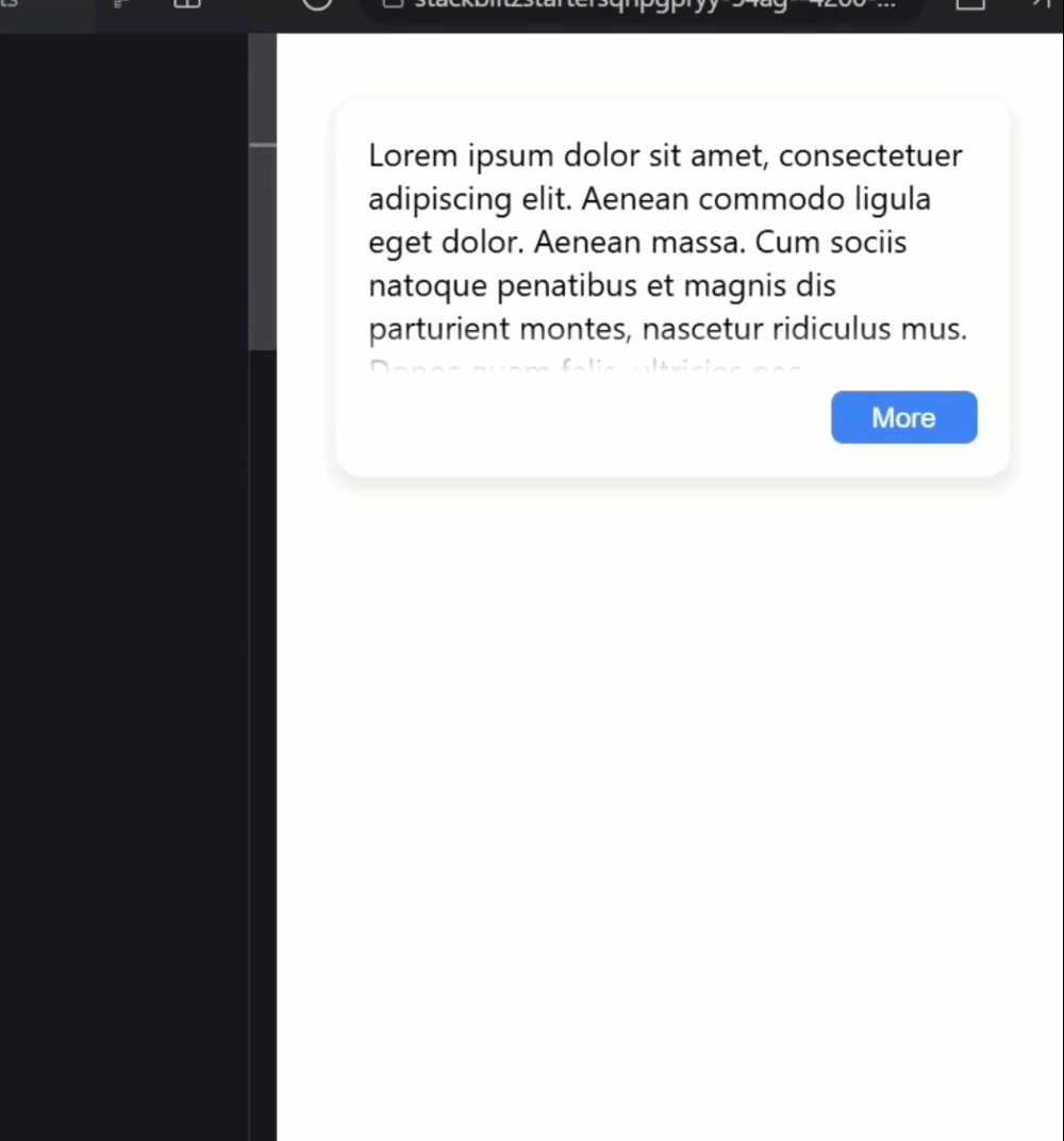 The final toggle height component with the fade effect and smooth transitions