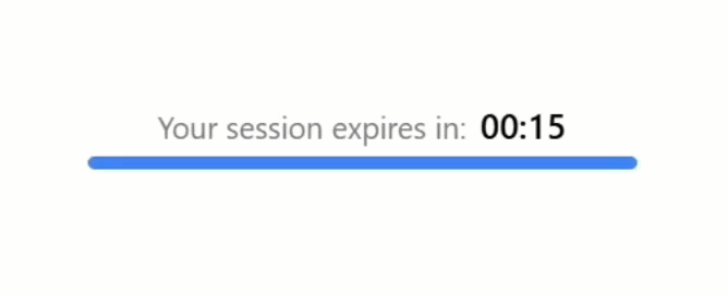 The final session timer component with the countdown and progress bar