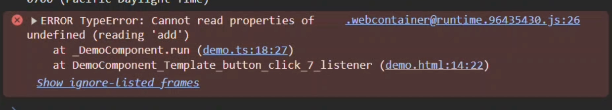 The console error after moving the ng-template before the div