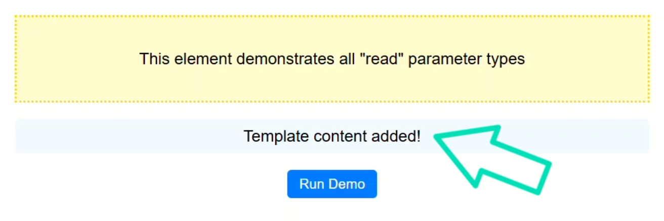 The demo app after adding dynamic template content