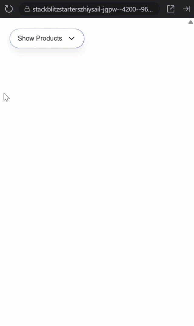 A simple product list component with no animations