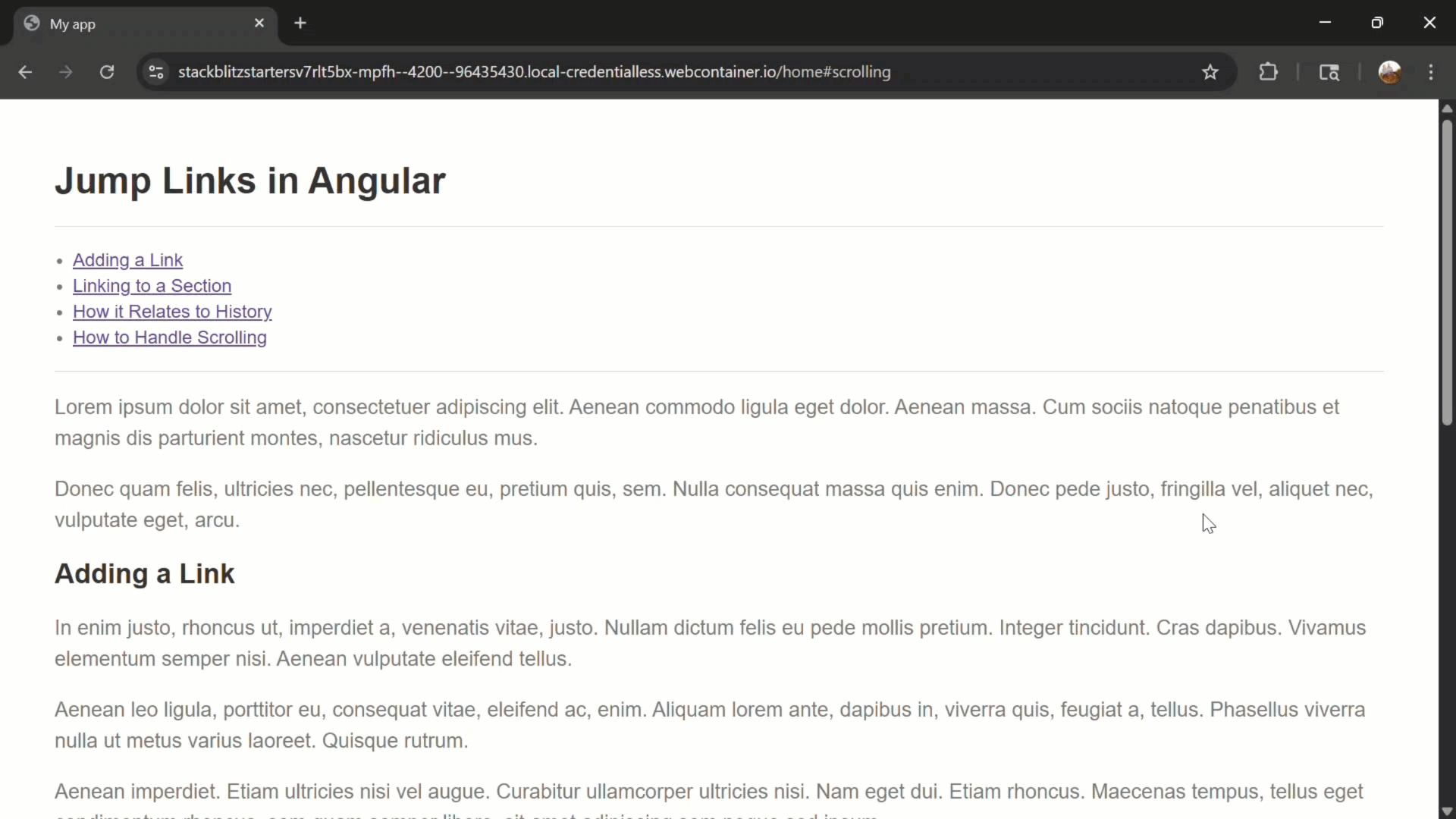 The links now work and we're scrolling to the correct section