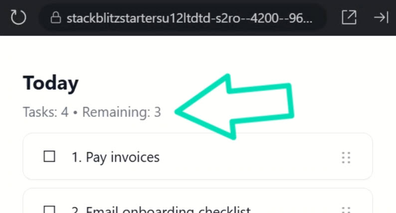 The header of the todo list displaying the total tasks and remaining tasks