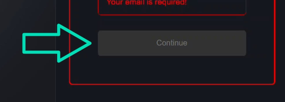 The signup form with the submit button disabled because the form is invalid