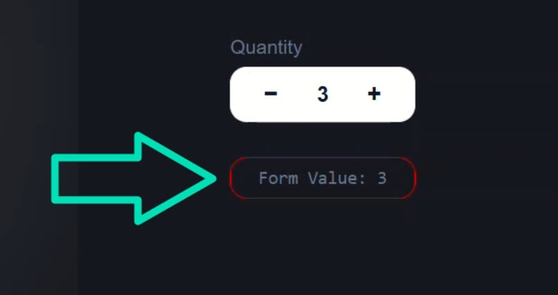 The quantity control with the form value logging out the quantity