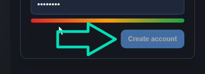 Account creation form with disabled Create Account button indicating the form contains validation errors
