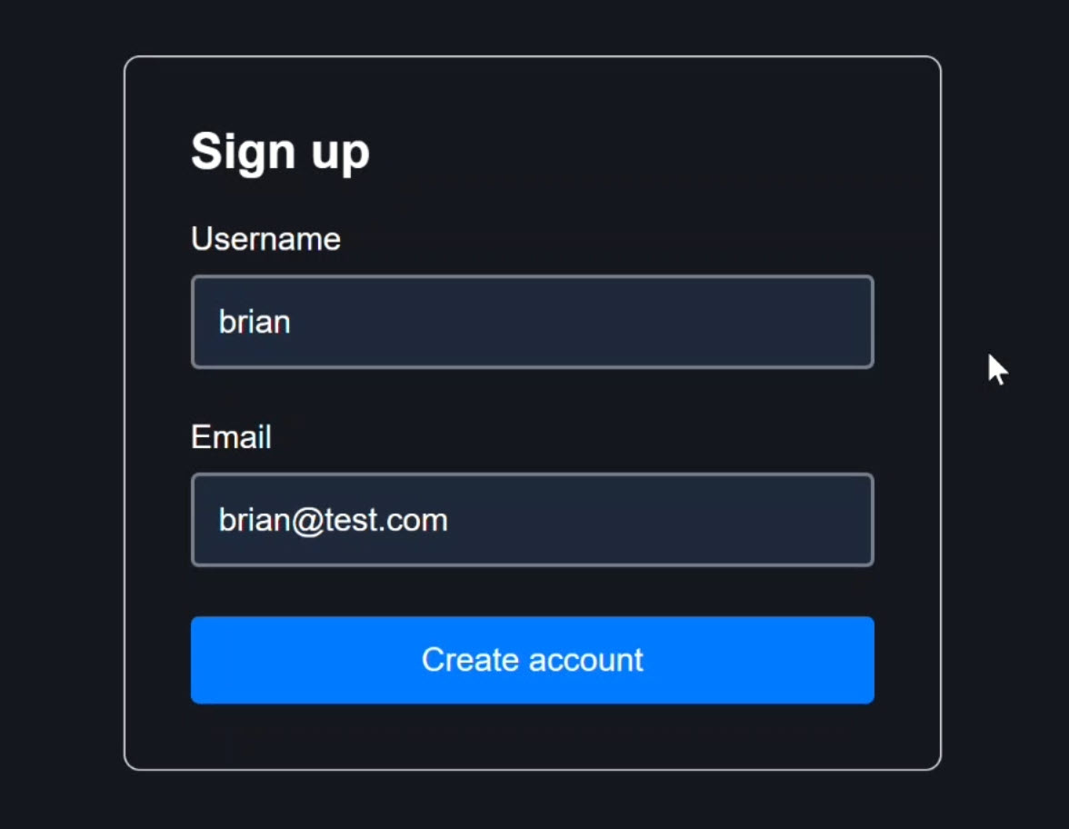Form with valid client-side values, ready to submit