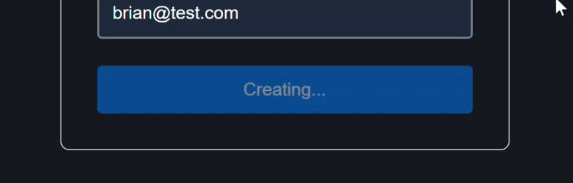 Form submitting with loading state, button disabled and showing Creating...