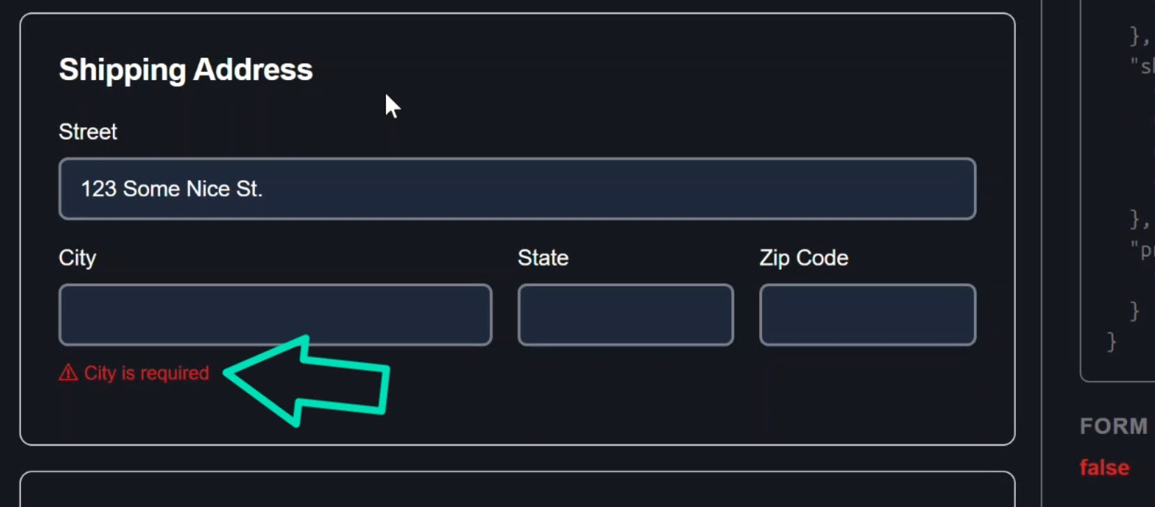 The new city signal-backed field with a validation error
