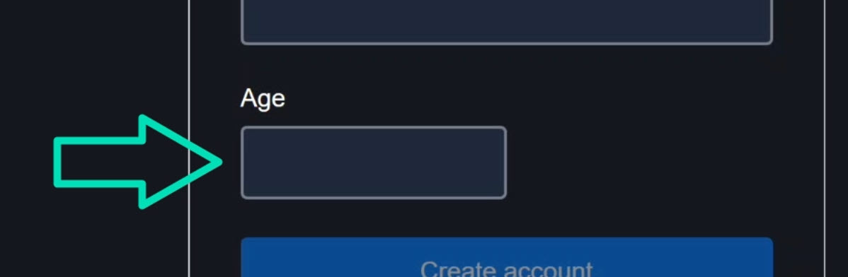 The signup form with age field empty