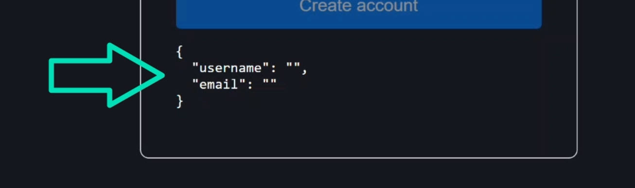 The form model output showing the username and email fields