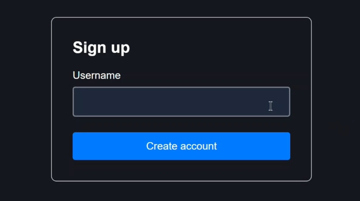 The signup form with username field