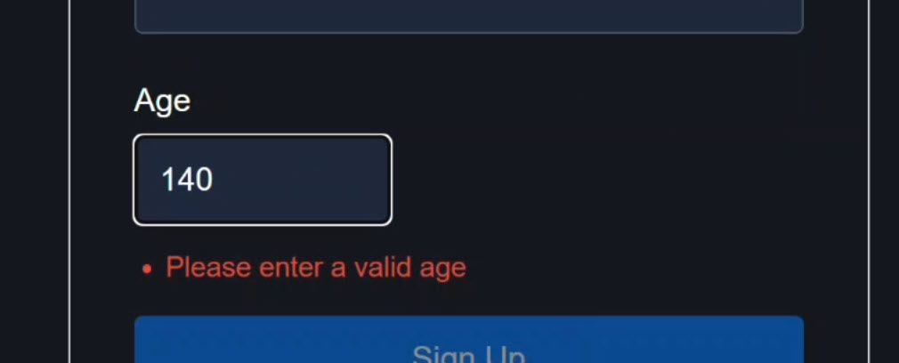 The number input with validation errors