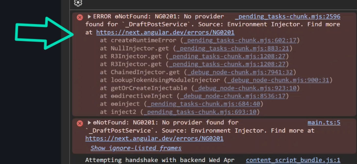 Angular NullInjectorError showing no provider found for DraftPostService