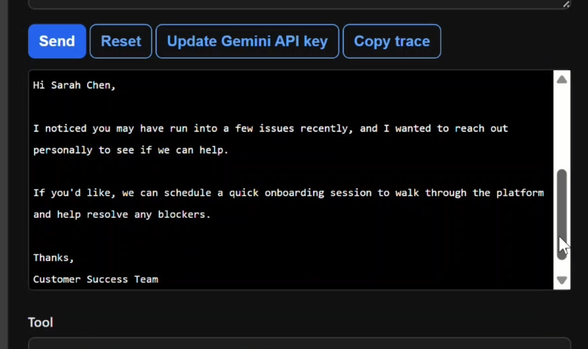 Gemini drafting a follow-up message for the customer