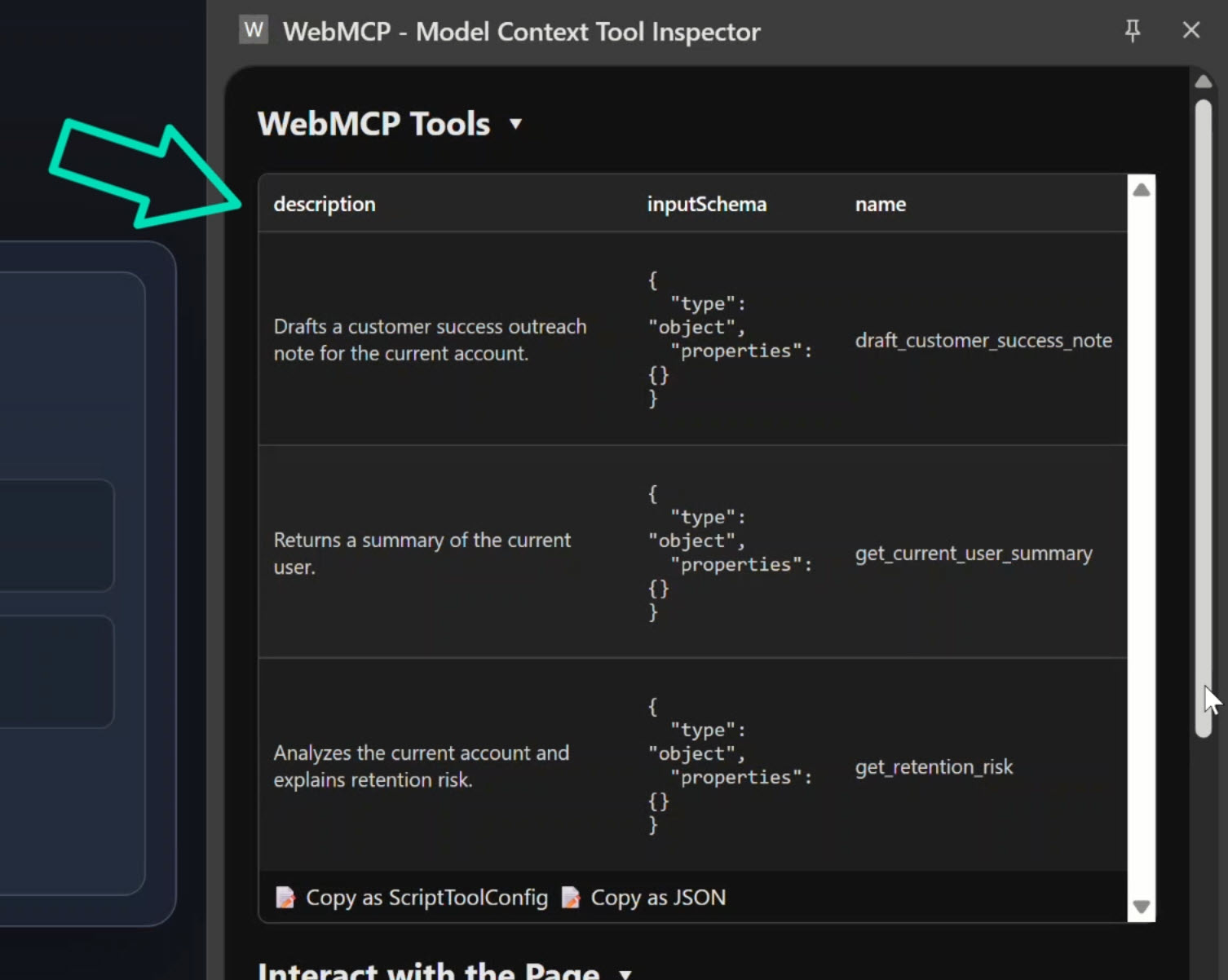 Gemini using the registered WebMCP tools