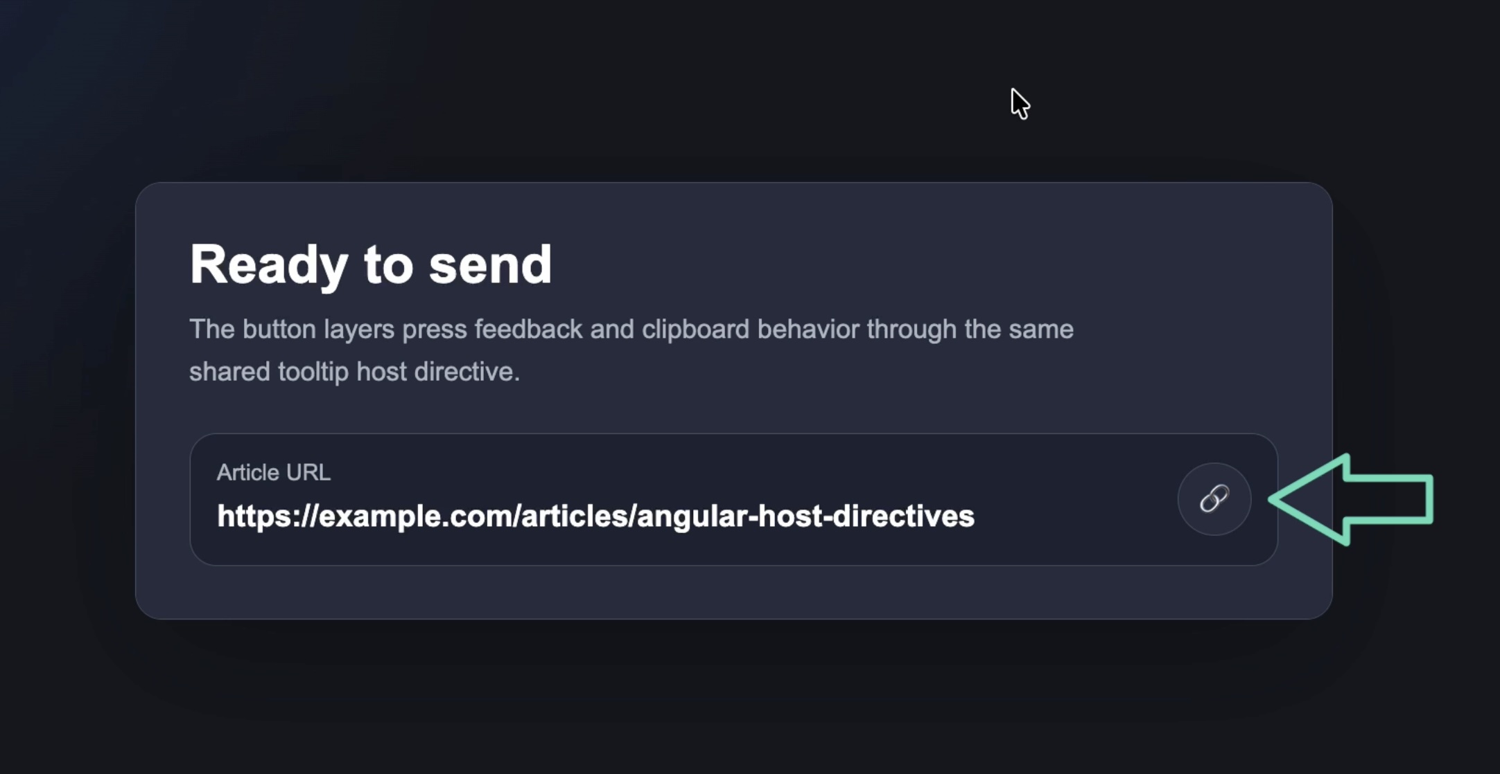 Example of a simple invite link with a button beside it